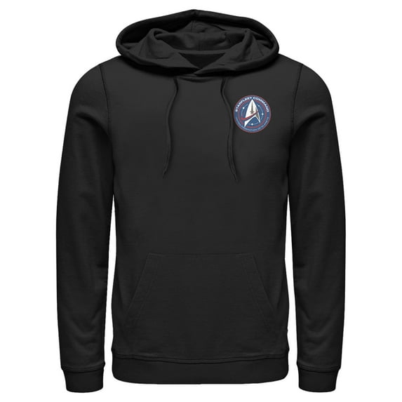 Men's Star Trek: Discovery Pocket Starfleet Command Badge Pull Over Hoodie Black 3X Large