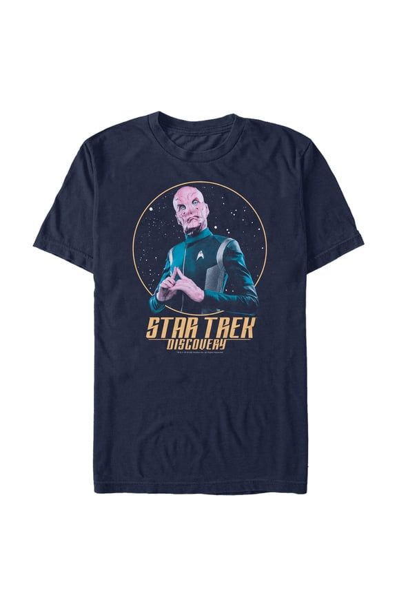 Men's Star Trek: Discovery Saru Outer Space Circle Graphic Tee Navy Blue Medium