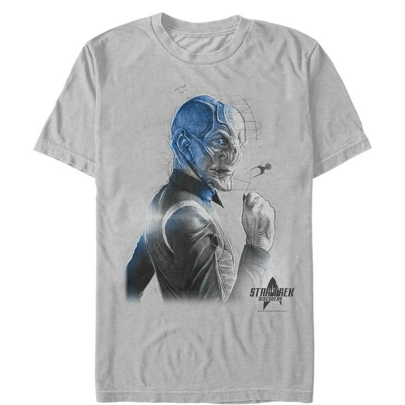 Men's Star Trek: Discovery Saru Side Profile Graphic Tee Silver 3X Large