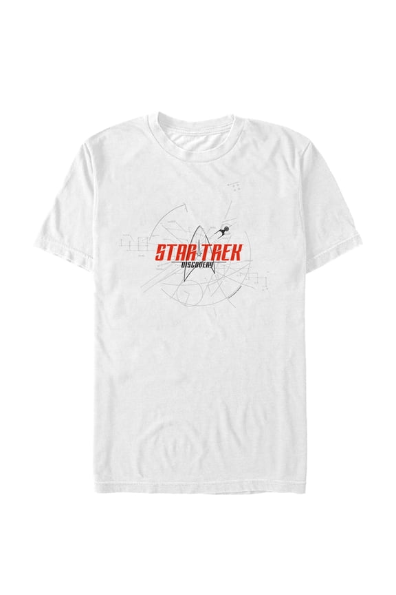 Men's Star Trek: Discovery Schematic Show Title Logo Graphic Tee White Medium