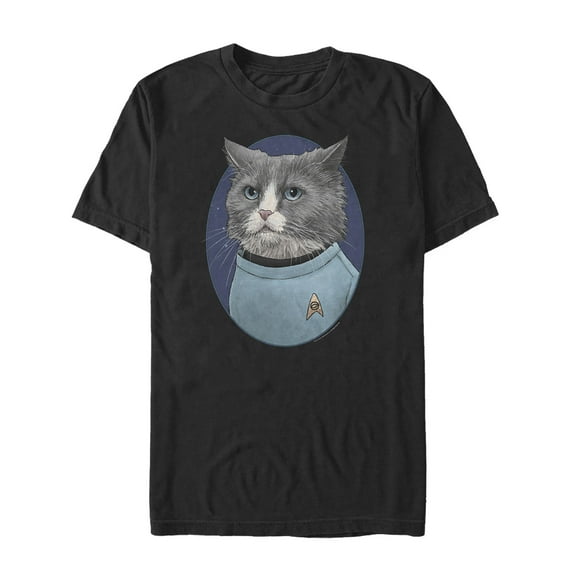 Men's Star Trek Doctor McCoy Cat Portrait Graphic Tee Black 3X Large
