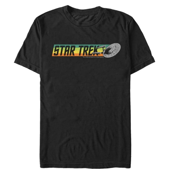 Men's Star Trek Enterprise Rainbow Logo  Graphic Tee Black Large