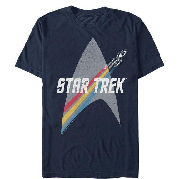 Men's Star Trek Enterprise Starfleet Rainbow Streak Graphic Tee Navy Blue 3X Large