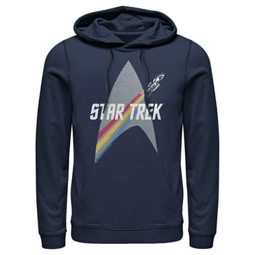 Men's Star Trek Enterprise Starfleet Rainbow Streak  Pull Over Hoodie Navy Blue X Large