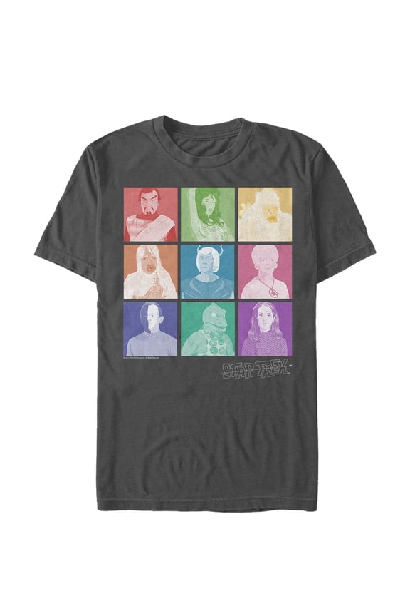 Men's Star Trek Famous Alien Picture Tiles Graphic Tee Charcoal Large