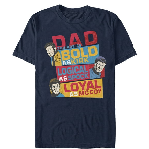 Men's Star Trek Father's Day Dad Qualities  Graphic Tee Navy Blue 3X Large