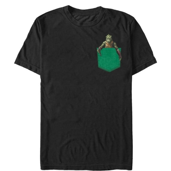 Men's Star Trek Gorn Pocket Friend Print Graphic Tee Black 2X Large