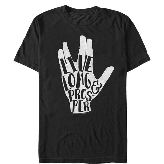 Men's Star Trek Live Prosper Vulcan Salute Hand  Graphic Tee Black X Large