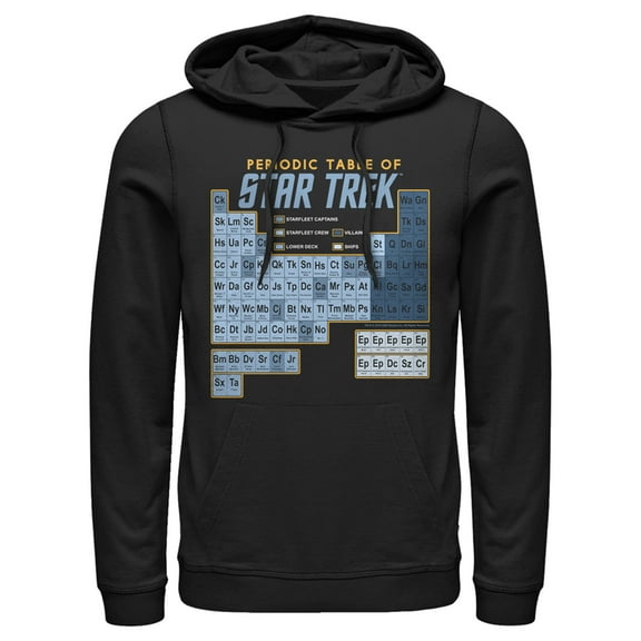 Men's Star Trek Periodic Table Of Starfleet  Pull Over Hoodie Black Small