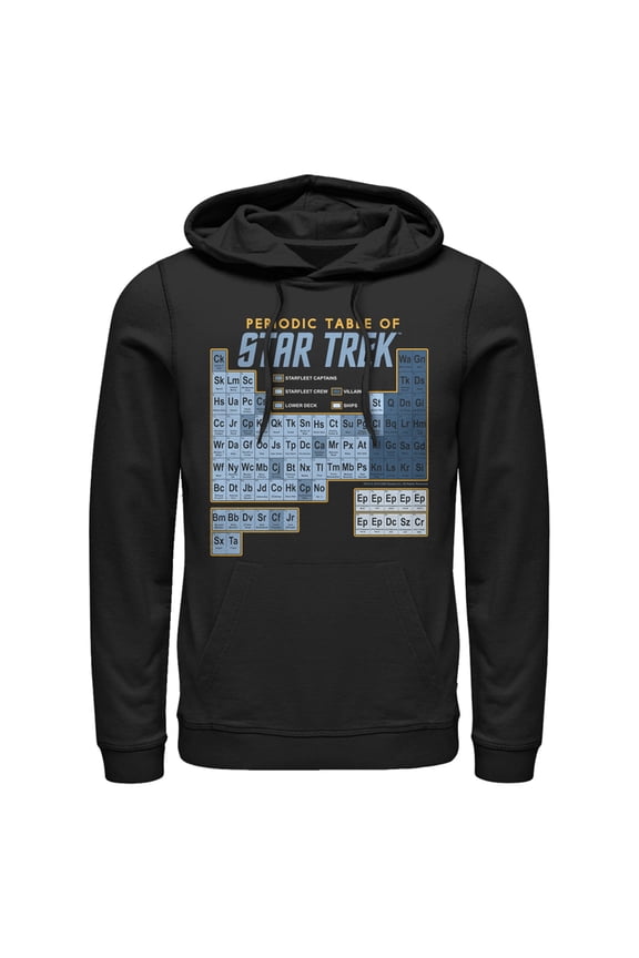 Men's Star Trek Periodic Table Of Starfleet Pull Over Hoodie Black X Large