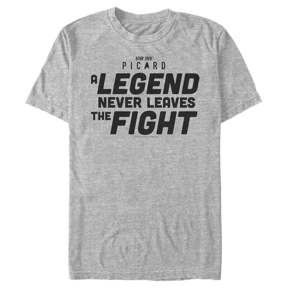 Men's Star Trek: Picard A Legend Never Leaves the Fight Logo  Graphic Tee Athletic Heather 2X Large