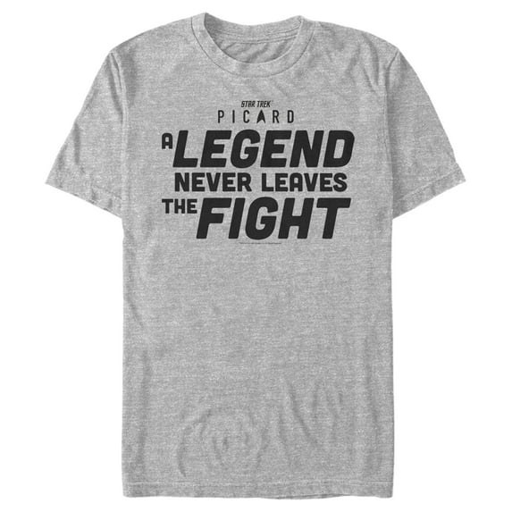 Men's Star Trek: Picard A Legend Never Leaves the Fight Logo Graphic Tee Athletic Heather Medium