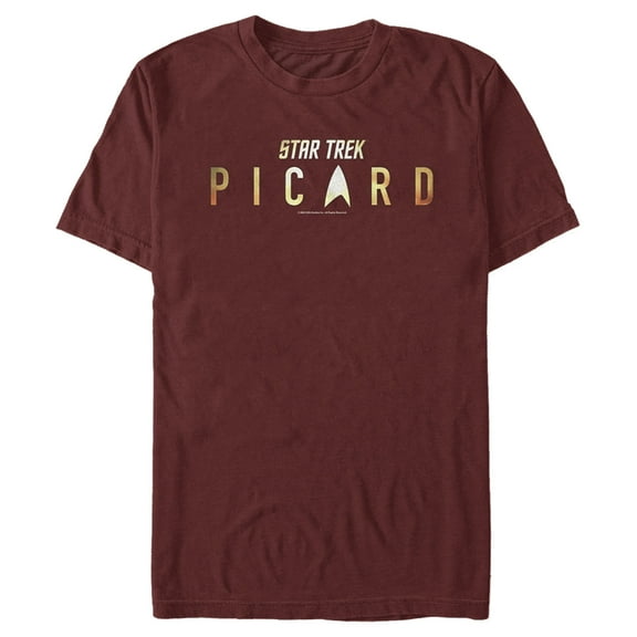 Men's Star Trek: Picard Gold Picard Logo Graphic Tee Cardinal 3X Large