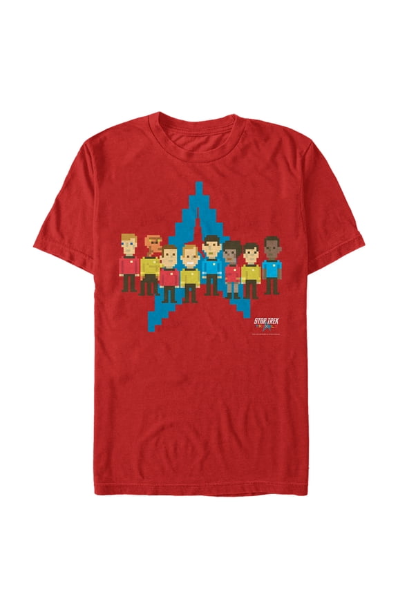 Men's Star Trek Pixel Starfleet Enterprise Crew  Graphic Tee Red Large
