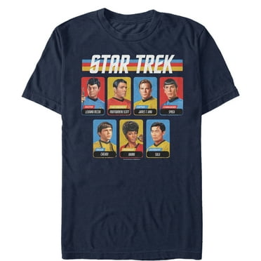 Men's Star Trek Rainbow Enterprise Crew Playing Cards  Graphic Tee Navy Blue Medium