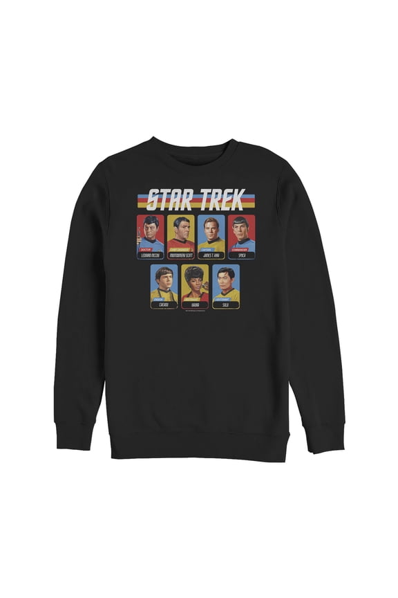 Men's Star Trek Rainbow Enterprise Crew Playing Cards Sweatshirt Black Large