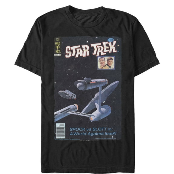 Men's Star Trek SPOCK vs SLOTT in: A World Against Itself Comic Page  Graphic Tee Black Small