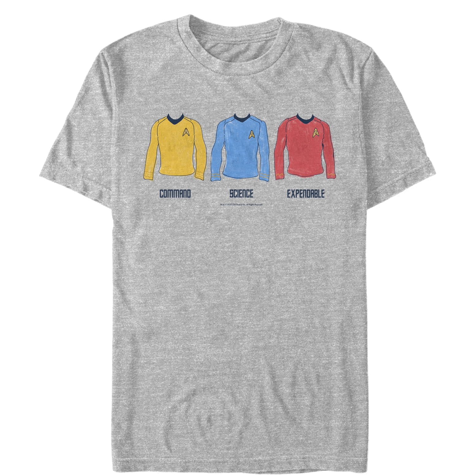 Men's Star Trek Shirt Color Rankings: Command, Science, Expendable Graphic  Tee Athletic Heather X Large 