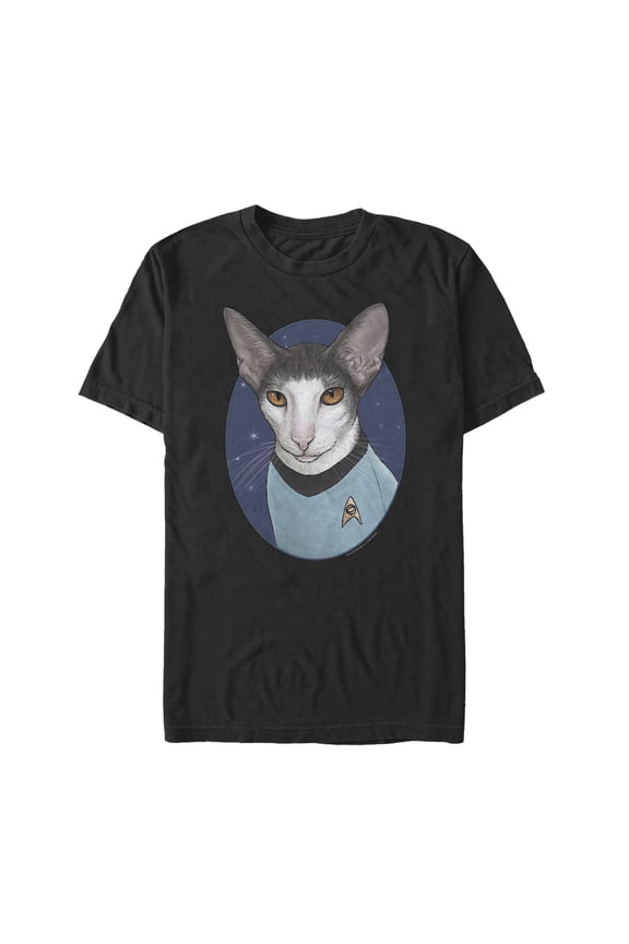 Men's Star Trek Spock Cat Portrait Graphic Tee Black 2X Large