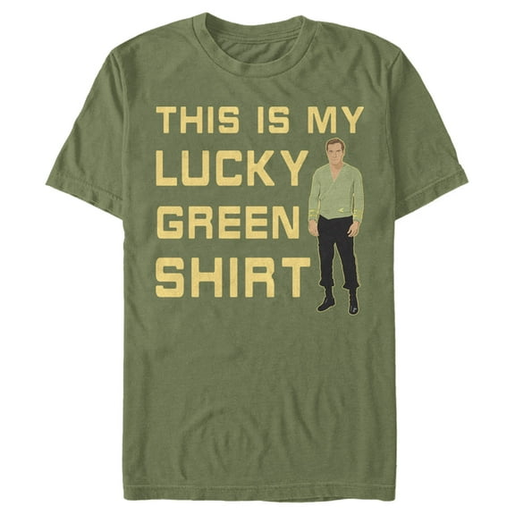 Men's Star Trek St. Patrick's Day Kirk This is my Lucky Green Shirt  Graphic Tee Military Green 2X Large