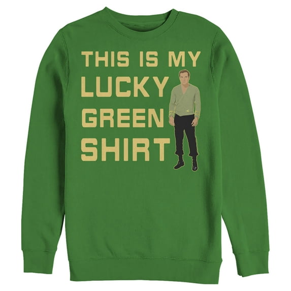 Men's Star Trek St. Patrick's Day Kirk This is my Lucky Green Shirt Sweatshirt Kelly Green 3X Large