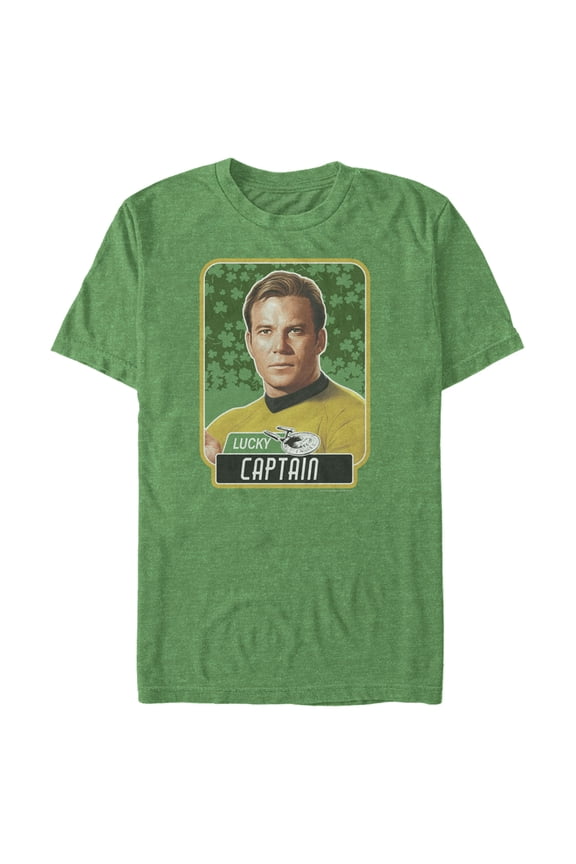 Men's Star Trek St. Patrick's Day Lucky Captain Kirk Graphic Tee Kelly Heather Medium