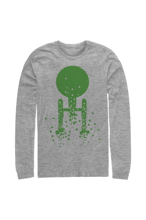 Men's Star Trek St. Patrick's Enterprise Clover Fill Long Sleeve Shirt Athletic Heather Large