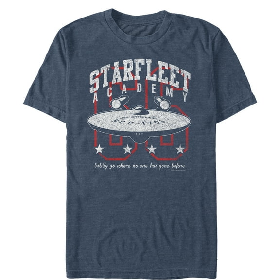 Men's Star Trek Starfleet Academy Enterprise Boldly Go  Graphic Tee Navy Blue Heather Medium