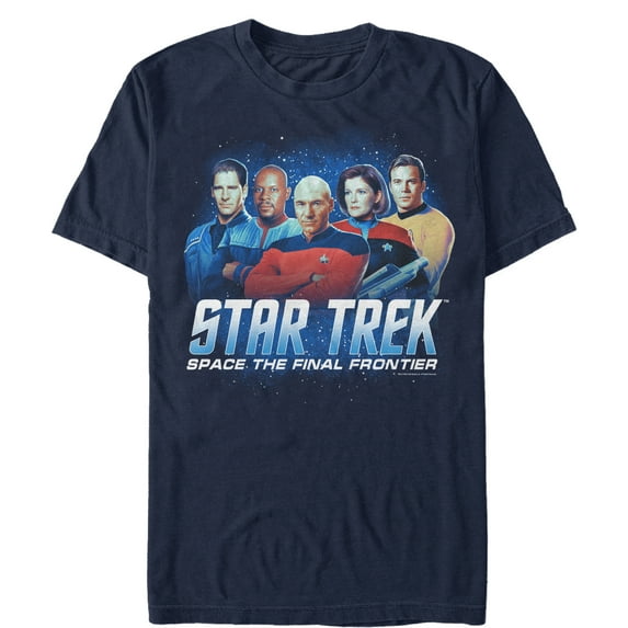 Men's Star Trek Starfleet Captains Space The Final Frontier Graphic Tee Navy Blue X Large
