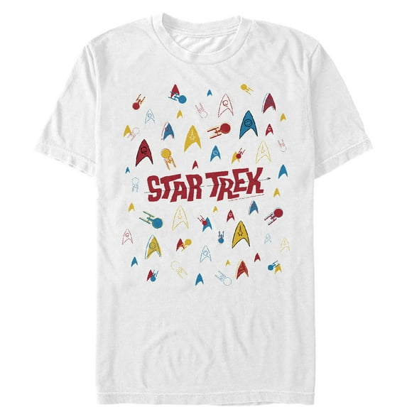 Men's Star Trek Starfleet Cartoon Collage Graphic Tee White 3X Large