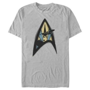 Men's Star Trek Starfleet Emblem Spray Paint  Graphic Tee Silver Small