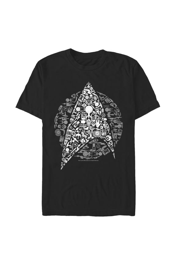 Men's Star Trek Starfleet Icon Collage  Graphic Tee Black Medium