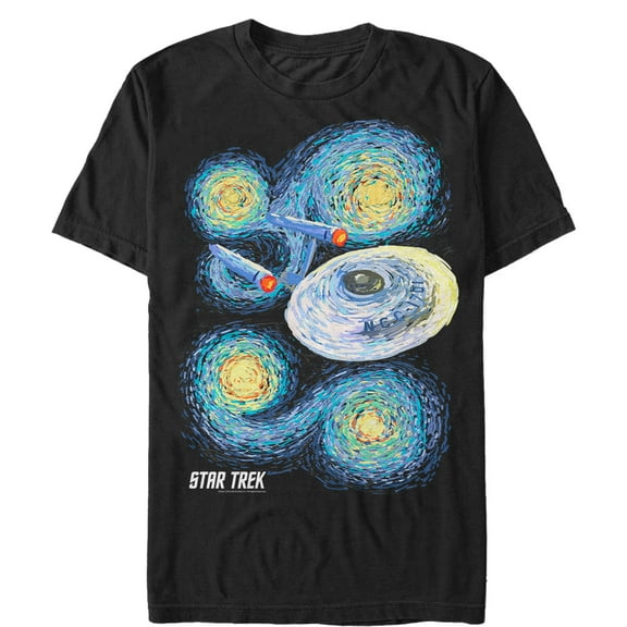 Men's Star Trek Starry Night Enterprise  Graphic Tee Black Large
