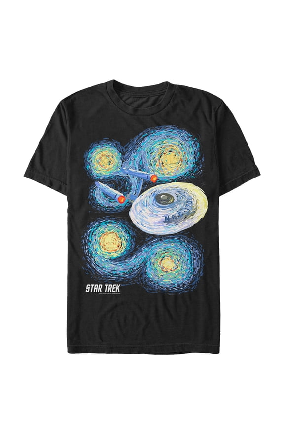 Men's Star Trek Starry Night Enterprise  Graphic Tee Black Medium