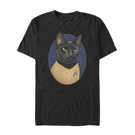 Men's Star Trek Sulu Cat Portrait  Graphic Tee Black Medium