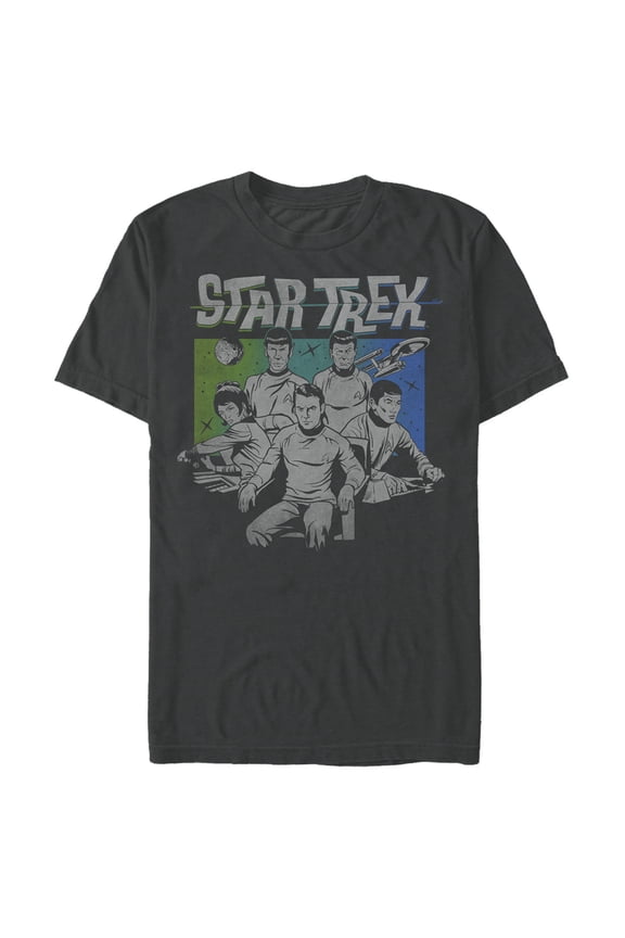 Men's Star Trek: The Animated Series Kirk and Crew Graphic Tee Charcoal X Large