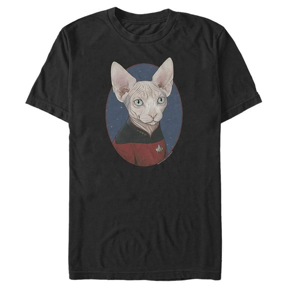 Men's Star Trek: The Next Generation Captain Jean Luc Picard Cat Graphic Tee Black 2X Large