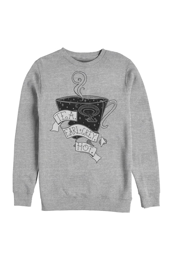 Men's Star Trek: The Next Generation Captain Picard Cup Of Tea Earl Grey HOT Sweatshirt Athletic Heather 3X Large