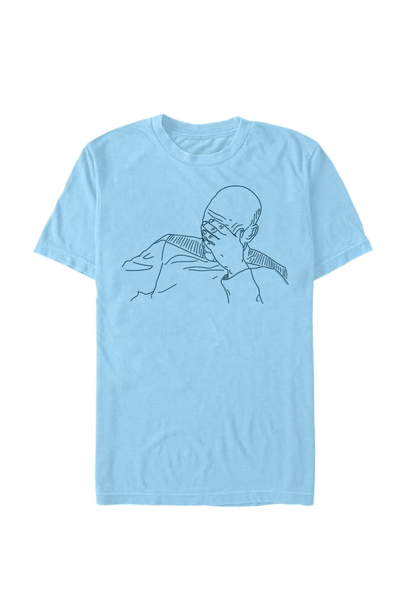 Men's Star Trek: The Next Generation Captain Picard Face Palm Line Drawing Graphic Tee Light Blue 3X Large