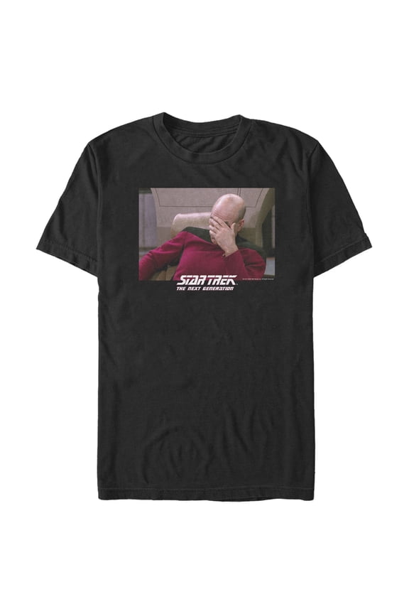 Men's Star Trek: The Next Generation Captain Picard Palm to Face Meme Graphic Tee Black Large