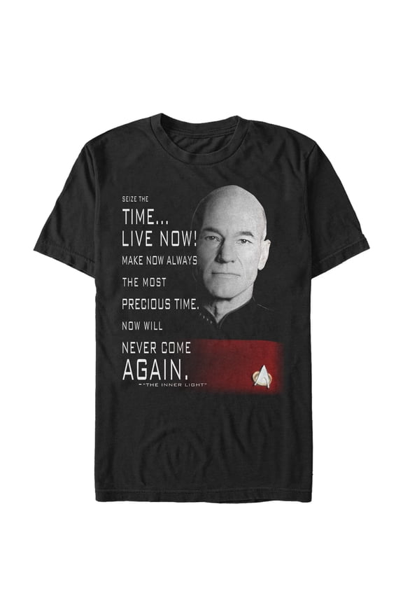 Men's Star Trek: The Next Generation Captain Picard The Inner Light Quote Graphic Tee Black Large