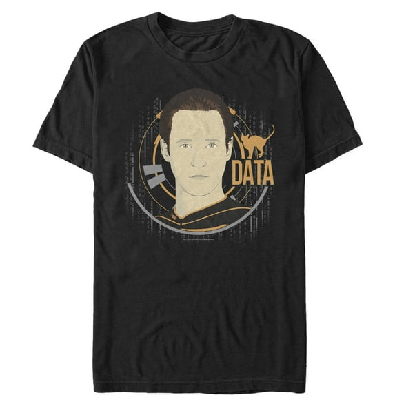 Men's Star Trek: The Next Generation Cartoon Data and Cat Graphic Tee Black Large