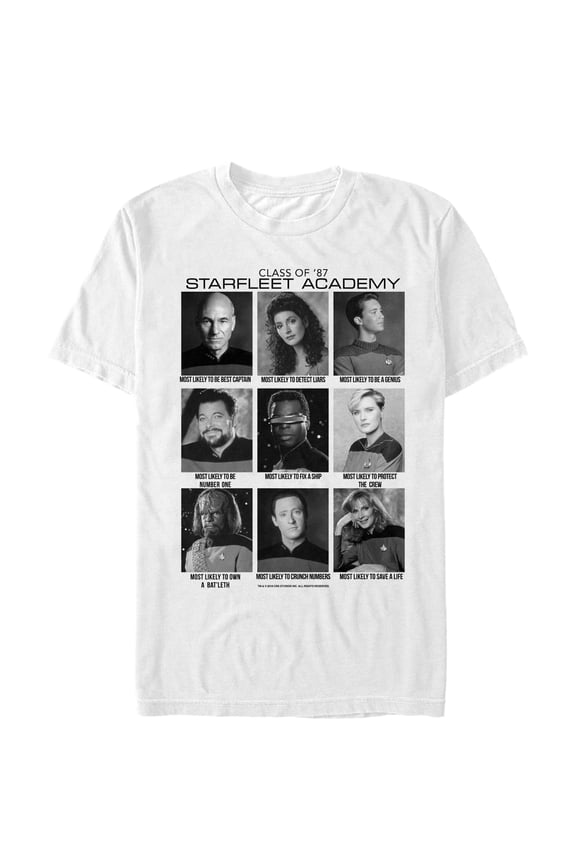 Men's Star Trek: The Next Generation Class of '87 Starfleet Academy Graphic Tee White 3X Large