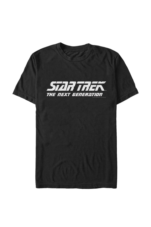 Men's Star Trek: The Next Generation Classic White Title Logo Graphic Tee Black 2X Large