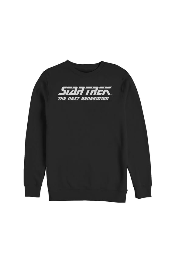 Men's Star Trek: The Next Generation Classic White Title Logo Sweatshirt Black Small