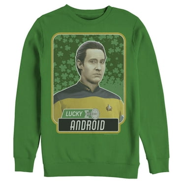 Men's Star Trek: The Next Generation Commander Data St. Patrick's Day Lucky Android  Sweatshirt Kelly Green 2X Large