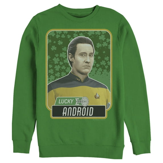 Men's Star Trek: The Next Generation Commander Data St. Patrick's Day Lucky Android Sweatshirt Kelly Green Small
