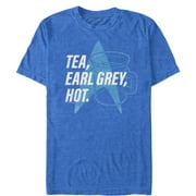 Men's Star Trek: The Next Generation Cup Of Tea Earl Grey Hot, Captain Picard  Graphic Tee Royal Blue Heather 2X Large
