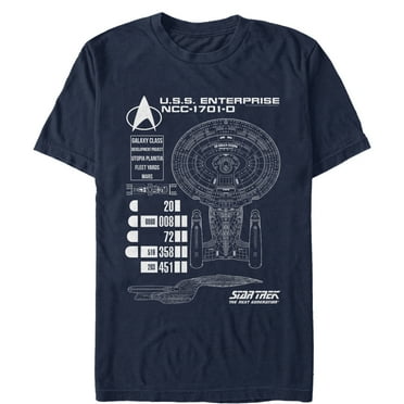 Men's Star Trek: The Next Generation Enterprise Galaxy Class NCC-1701-D Schematics  Graphic Tee Navy Blue Large