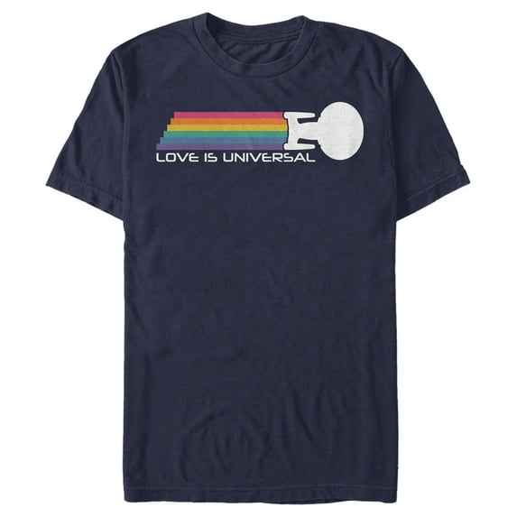 Men's Star Trek: The Next Generation Enterprise Love is Universal Graphic Tee Navy Blue Medium